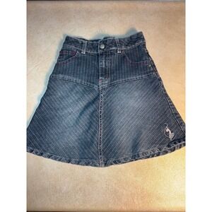 Vintage Baby Phat Girlz Denim Skirt Size 6 Striped Wash Cat Embroidered‎